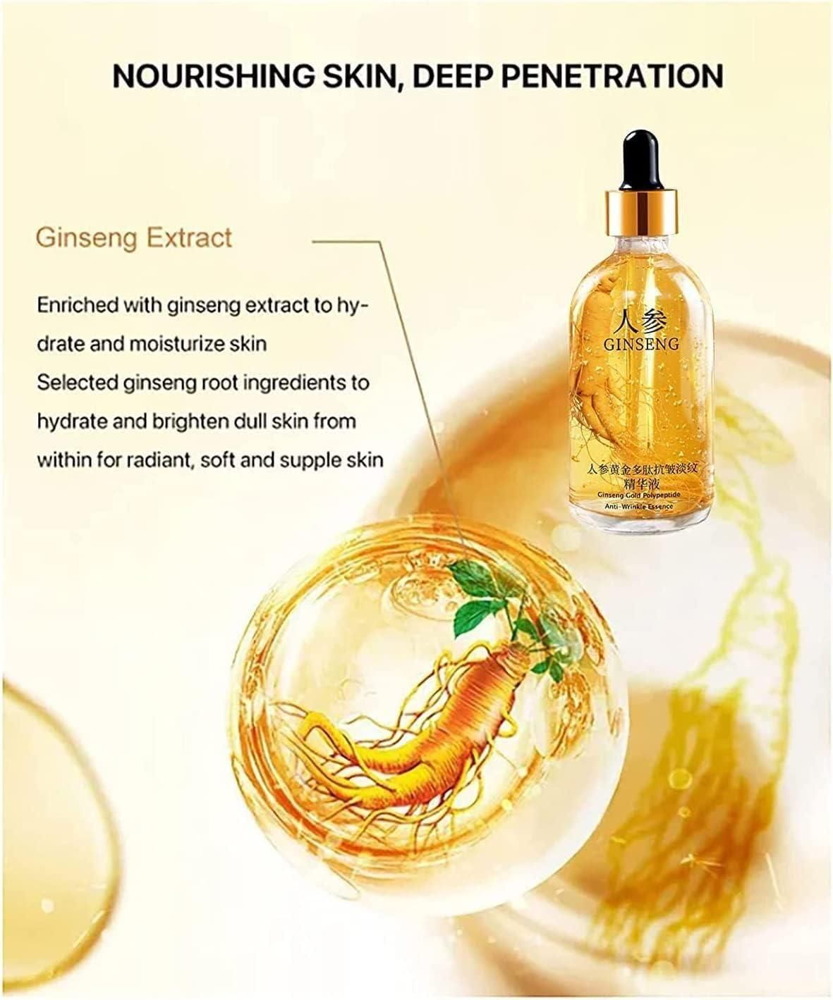 Luxé Nectar 24K Gold Ginseng Polypeptide Anti-Aging Serum – Elixir for Wrinkle Reduction, Firming & Hydration (100ml)