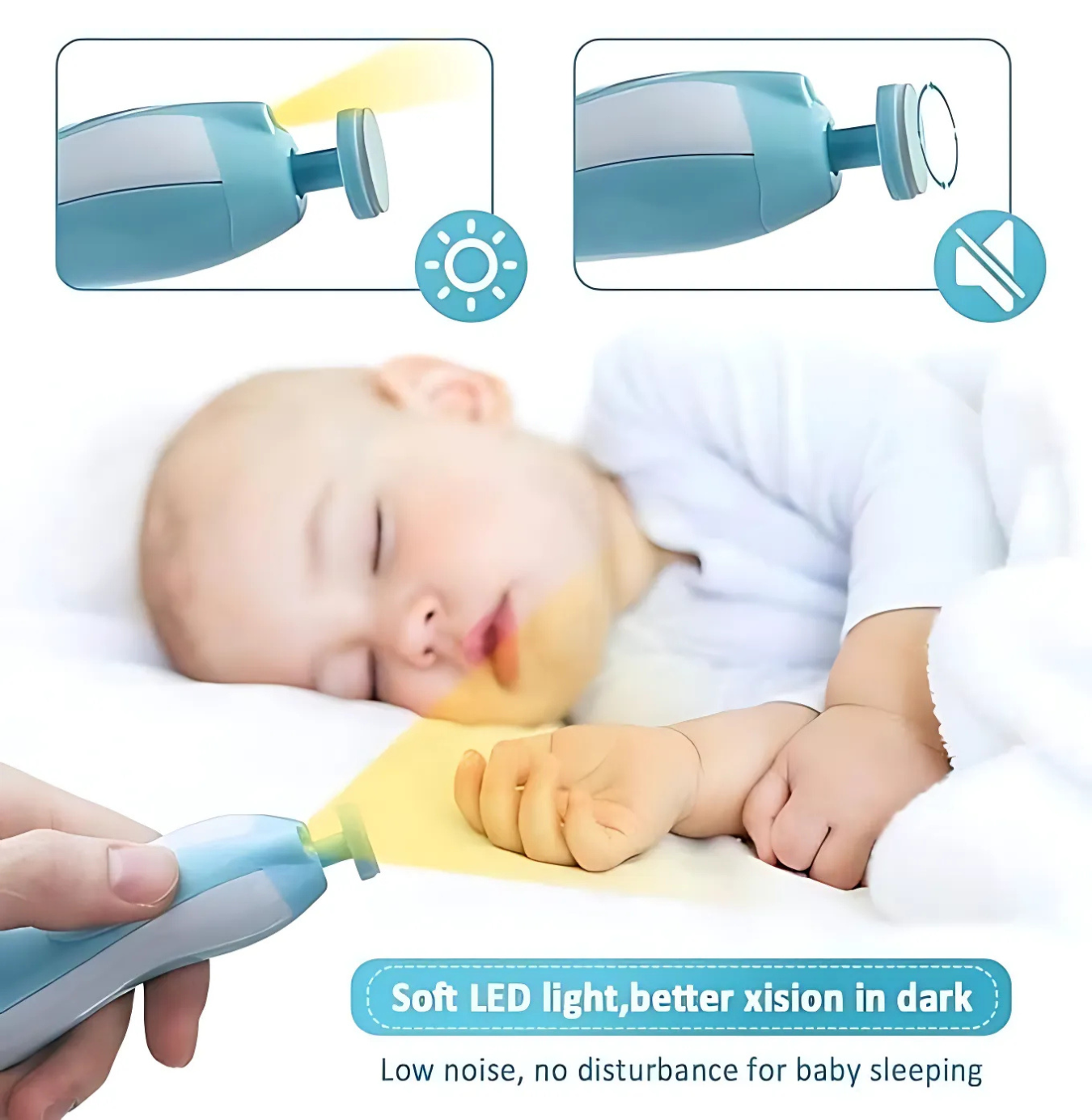 TenderTrim™ – Safe & Silent Baby Nail Trimmer with Soft LED Light