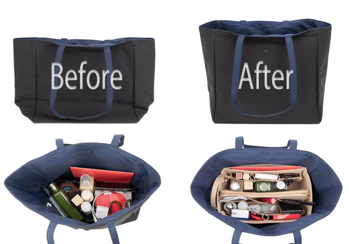 BagÉlan™ Felt Purse Organizer – Premium Insert with Detachable Pouch for Effortless Handbag Elegance