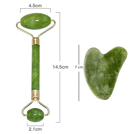 GlowGem 100% Natural Jade Roller & Massage Stone – Lymphatic Drainage & Anti-Aging Benefits