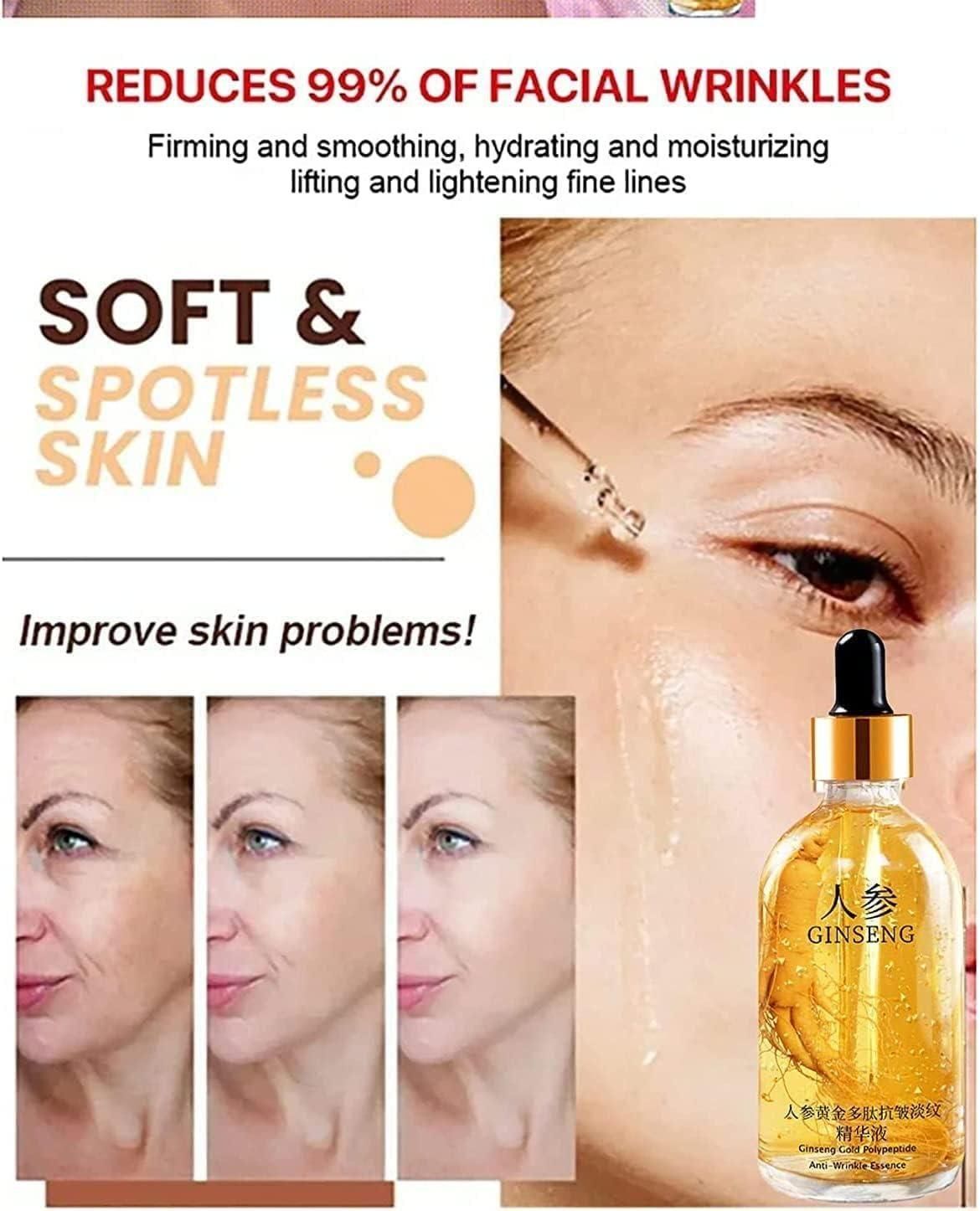 Luxé Nectar 24K Gold Ginseng Polypeptide Anti-Aging Serum – Elixir for Wrinkle Reduction, Firming & Hydration (100ml)
