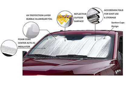SilverShield™ NanoTech Foldable Car Sunshade – Space-Grade Heat & UV Defense