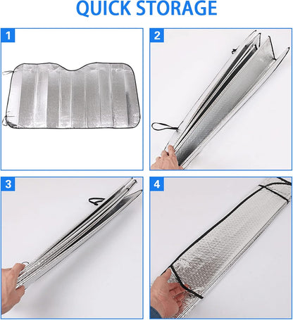 SilverShield™ NanoTech Foldable Car Sunshade – Space-Grade Heat & UV Defense
