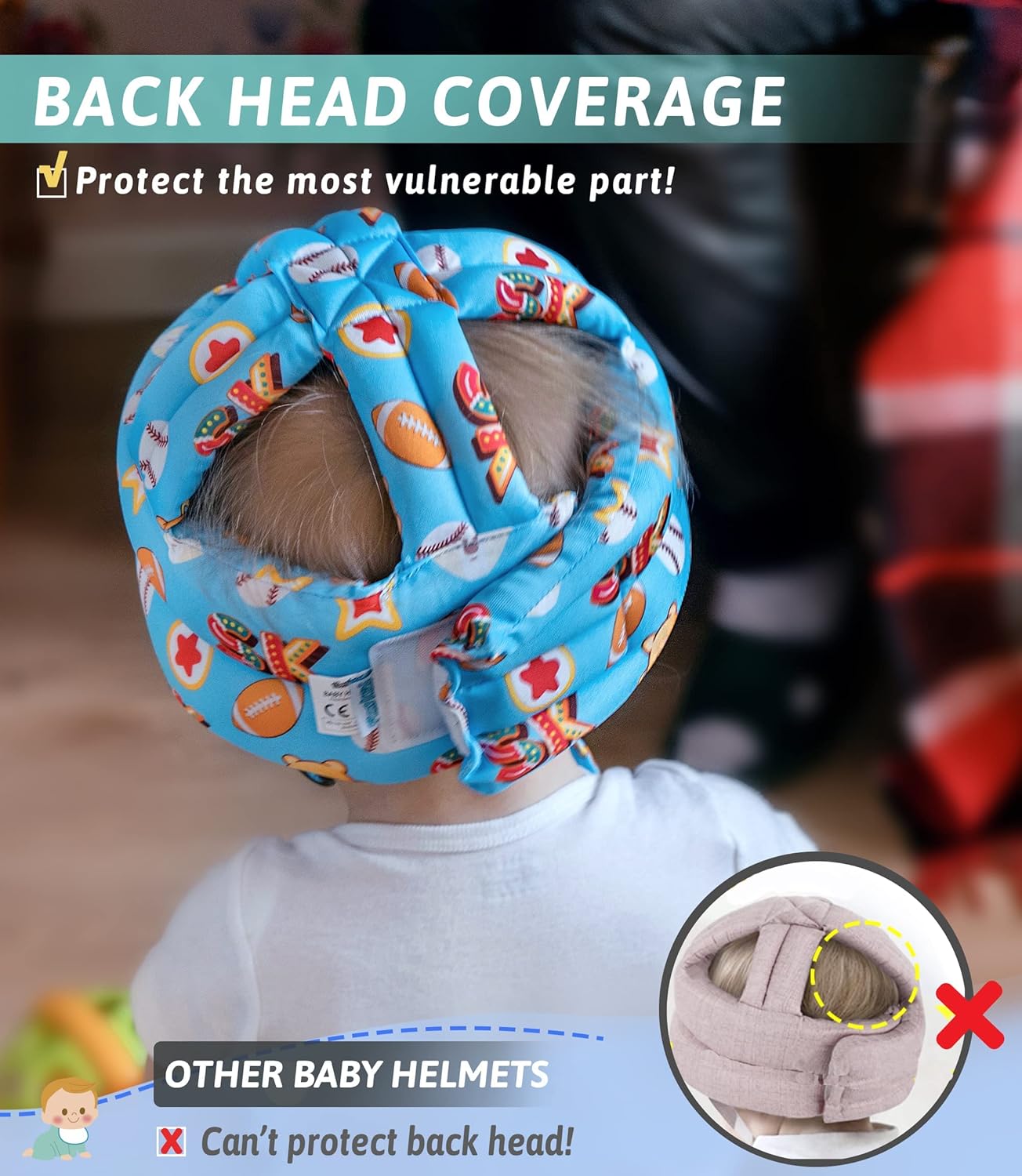 SafeNest Baby Head Safety Helmet – Lightweight, Breathable, & Adjustable Protection for Little Ones