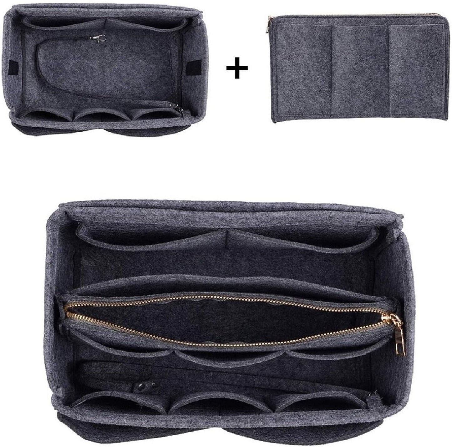BagÉlan™ Felt Purse Organizer – Premium Insert with Detachable Pouch for Effortless Handbag Elegance