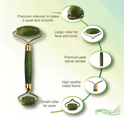 GlowGem 100% Natural Jade Roller & Massage Stone – Lymphatic Drainage & Anti-Aging Benefits