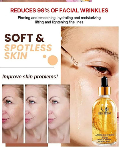 Luxé Nectar 24K Gold Ginseng Polypeptide Anti-Aging Serum – Elixir for Wrinkle Reduction, Firming & Hydration (100ml)
