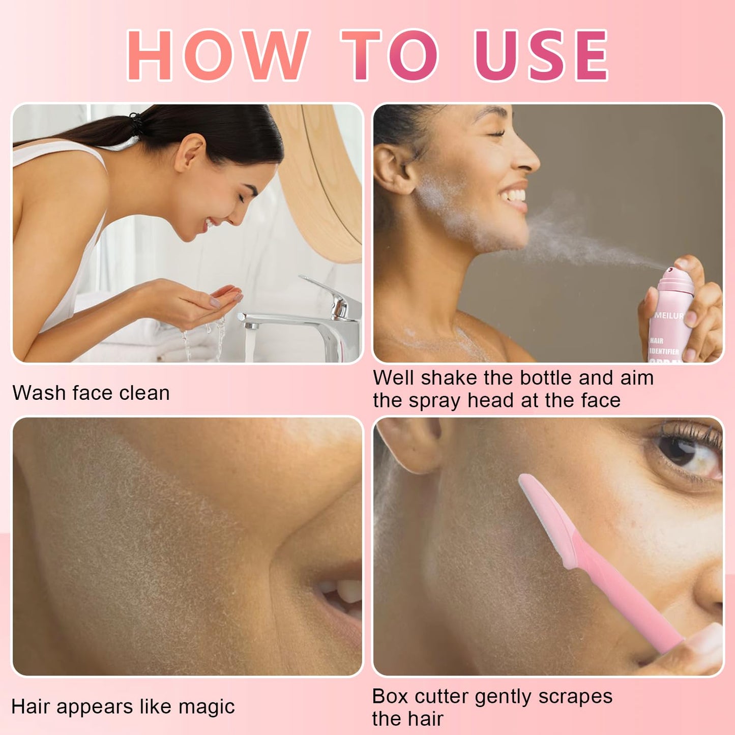 Silken Veil – Reveal & Remove Hair Identifier Spray with 4 Ultra-Smooth Razors