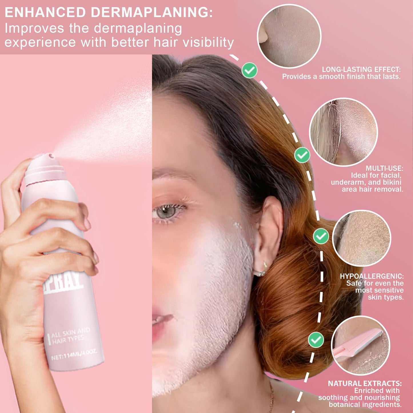 Silken Veil – Reveal & Remove Hair Identifier Spray with 4 Ultra-Smooth Razors