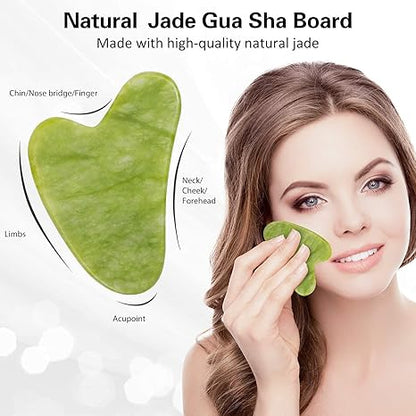 GlowGem 100% Natural Jade Roller & Massage Stone – Lymphatic Drainage & Anti-Aging Benefits