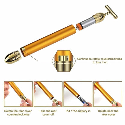 AuricGlow 24K Gold Energy Beauty – Electric Facial Massager for Anti-Aging, Lifting, Firming & Skin Rejuvenation