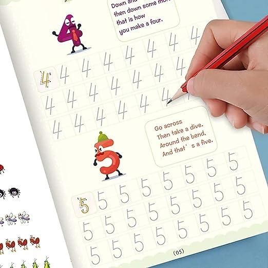 EduScribe Magic Practice Copybook Set – Reusable Interactive & Cognitive Learning Kit for Kids (4 Books + Pen + 10 Refills)